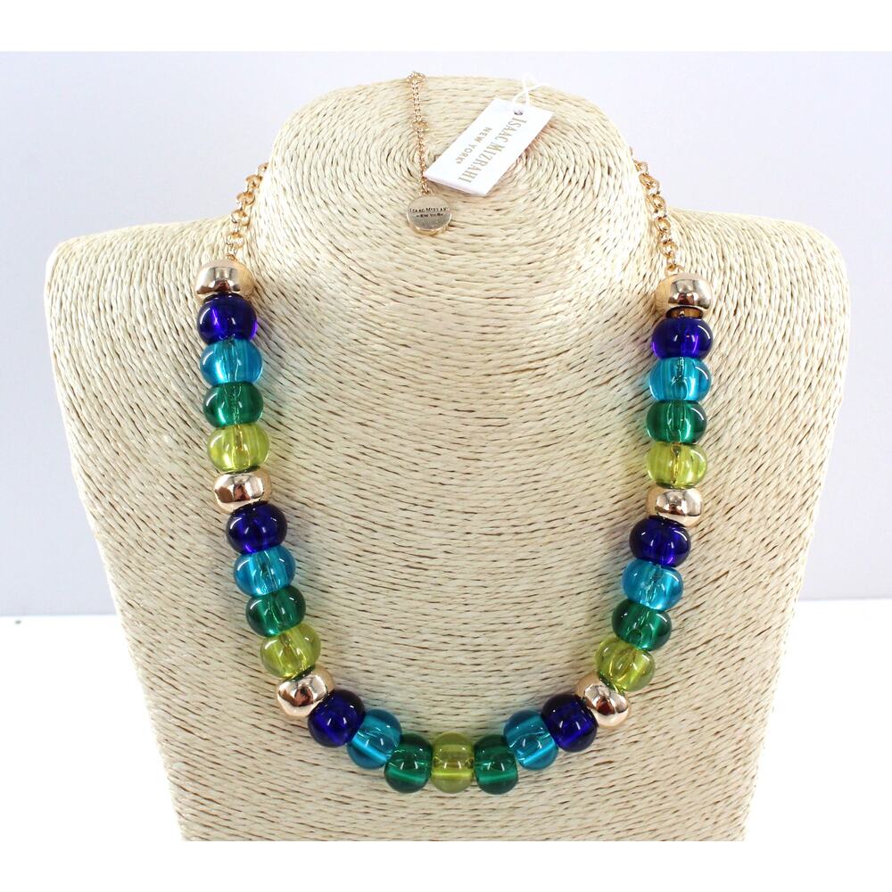 Isaac Mizrahi Gold Tone and Glass Bead Collar Necklace #MZ10 - Picture 2 of 2